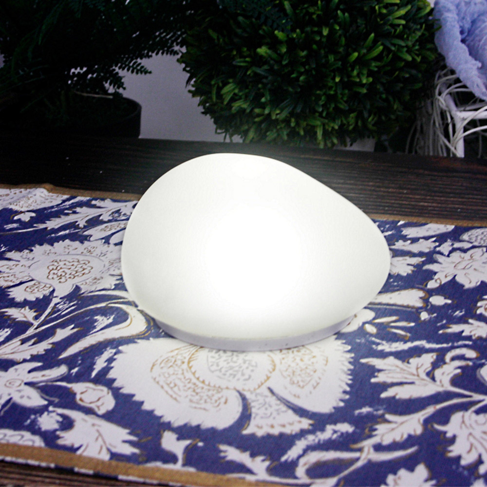 Callow Large White Solar LED Stone Light Image 3
