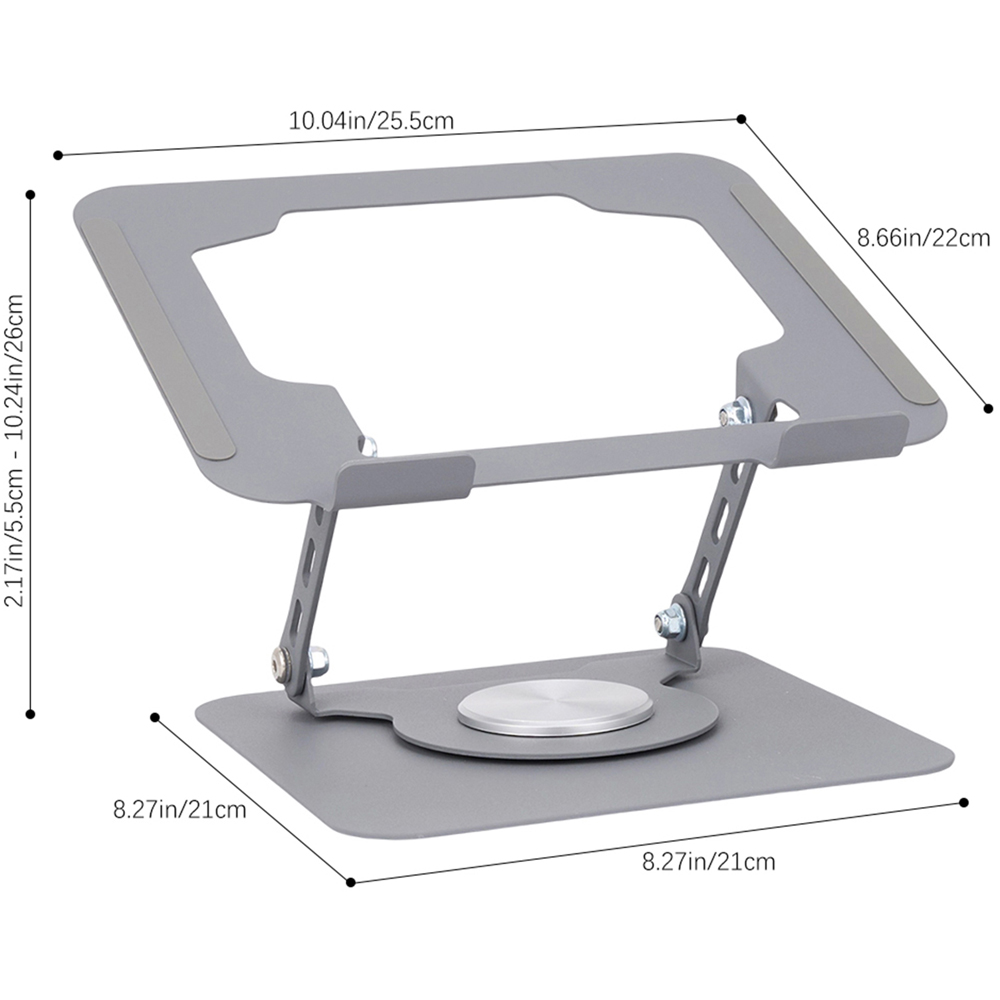 Living and Home Grey Adjustable Laptop Stand with Rotating Dual Arm Image 8