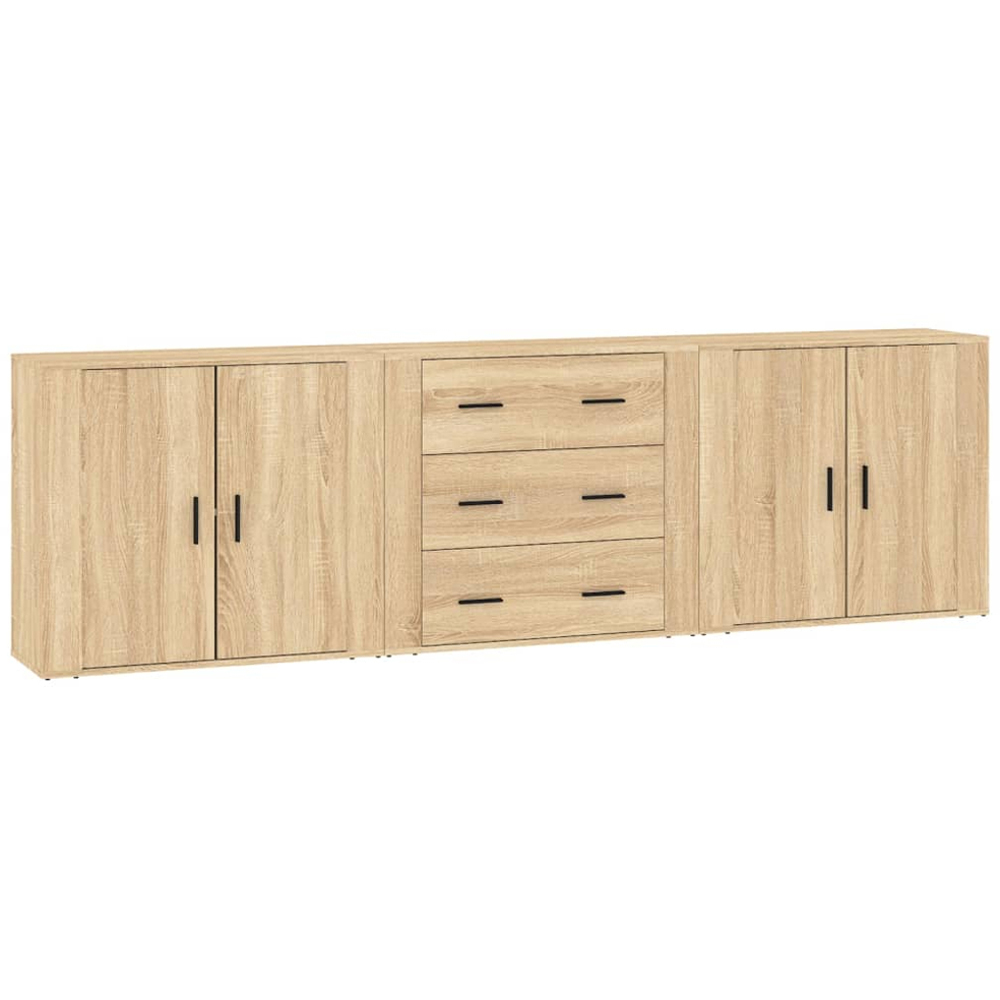 vidaXL 4 Door 3 Drawer Sonoma Oak Sideboard 3 Piece Image 2