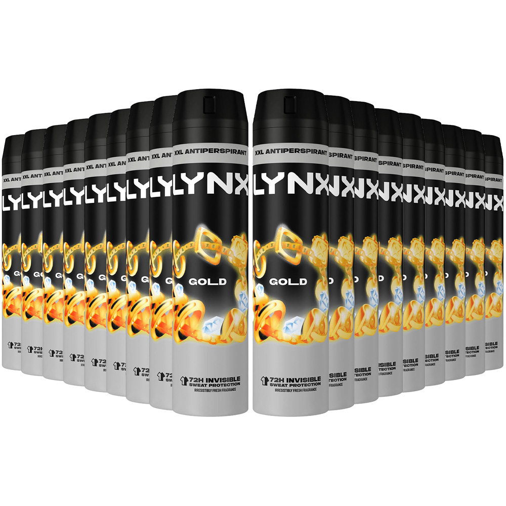Lynx Gold 72H Protection Anti-Perspirant Anti-White Marks Deodorant Spray 250ml 18 Pack Image 1