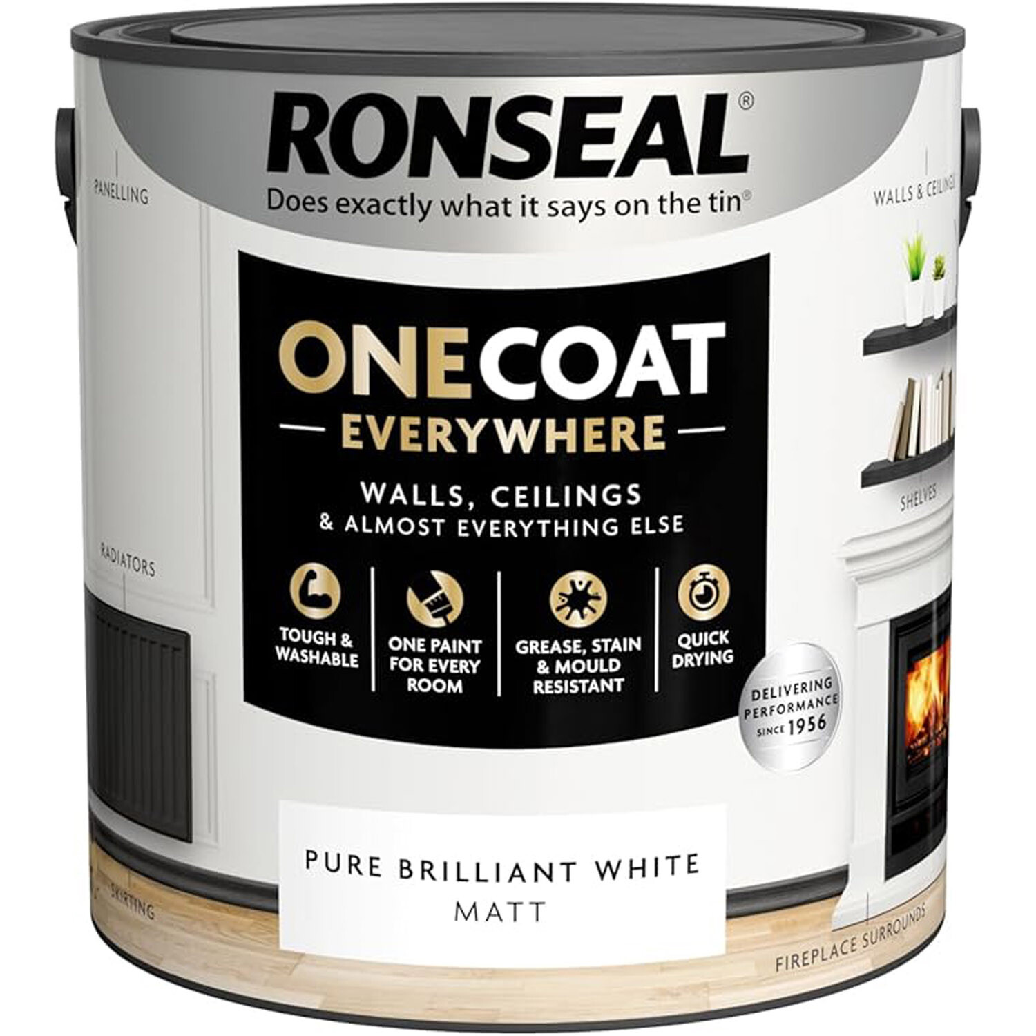 Ronseal One Coat Everywhere Interior Paint Pure Brilliant White 2.5l Image 2