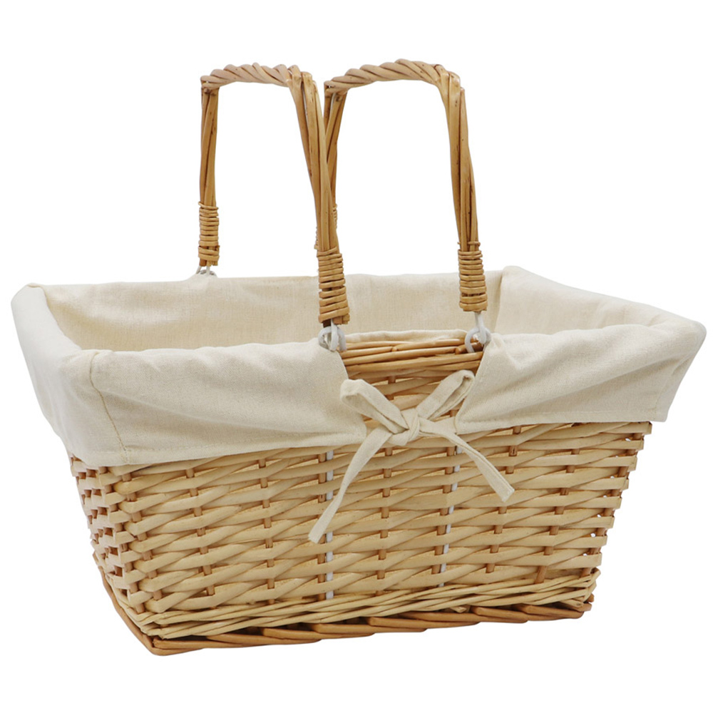 JVL  Acacia Honey Rectangular Willow Shopping Basket with Handles 20L Image 1