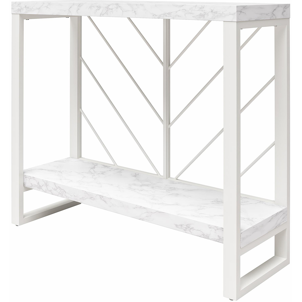 Dorel Home Brielle Single Shelf White Faux Marble Console Table Image 5
