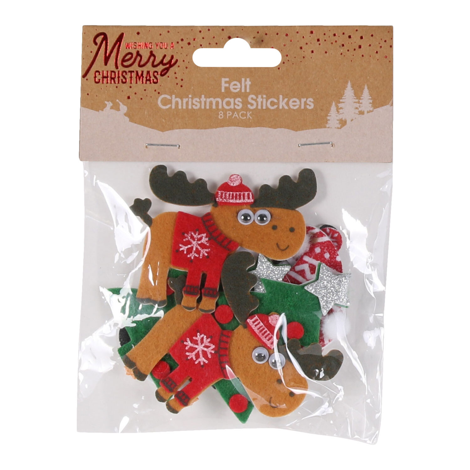 Pack of Eight Felt Christmas Stickers Image