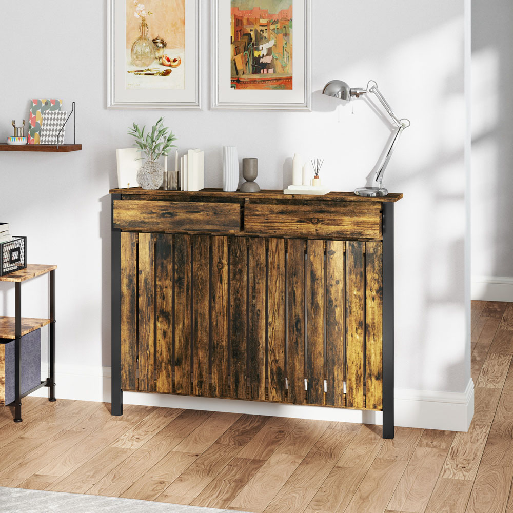 Portland Wood Effect Vertical Slats Radiator Cover Large Image 3