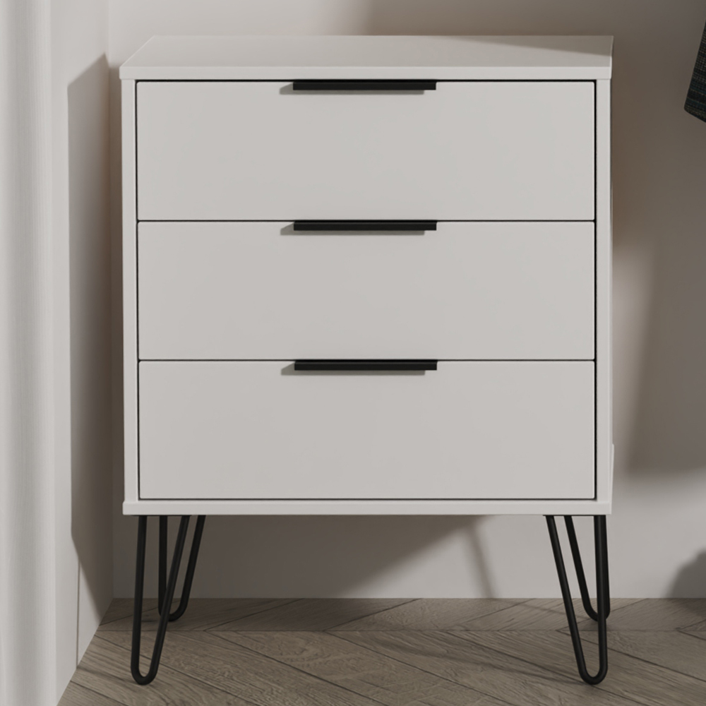 Crowndale Hong Kong 3 Drawer Matt White Midi Chest of Drawers Ready Assembled Image 1