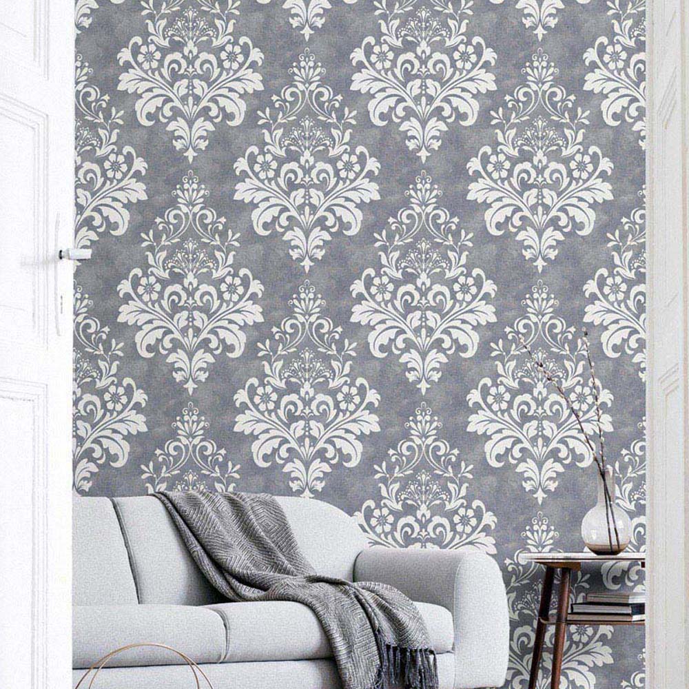 Arthouse Baroque Damask Grey and White Wallpaper Image 6