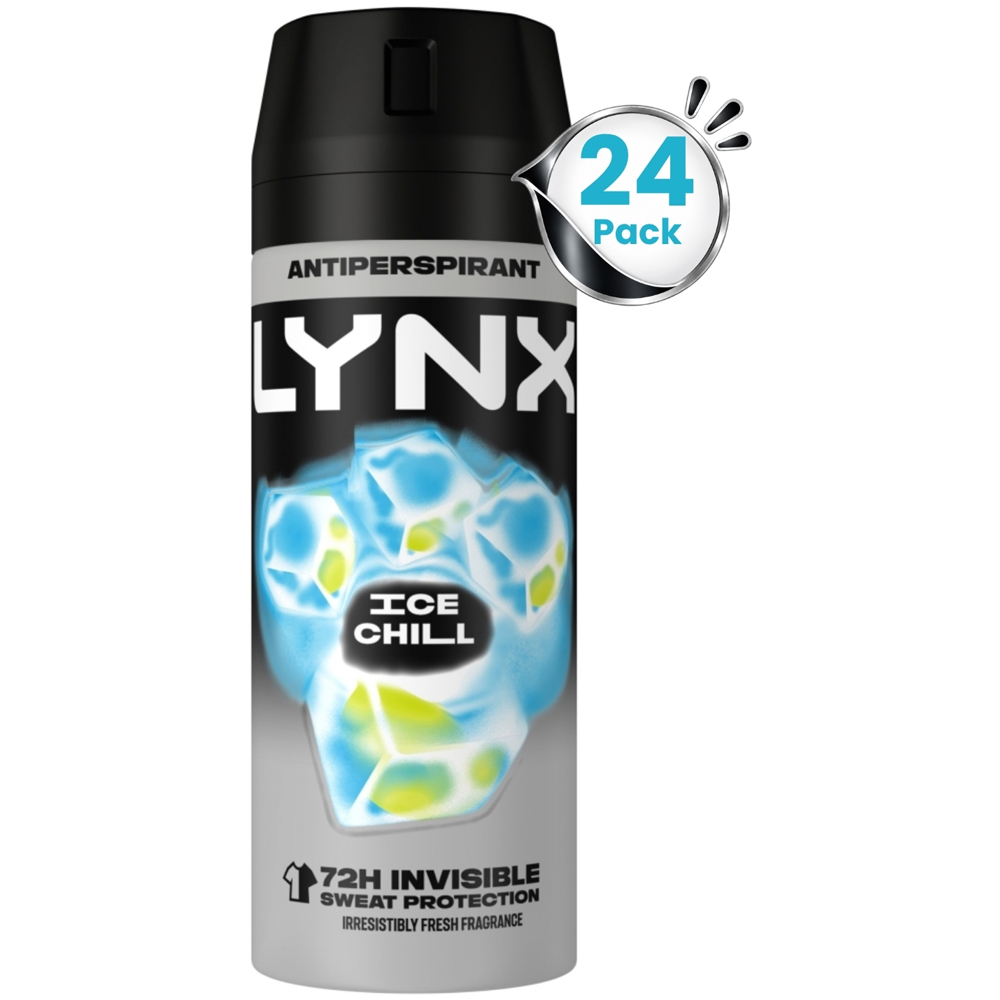 Lynx Ice Chill 72H Sweat Protection Anti-Perspirant Aerosol Deodorant Body Spray 150ml 24 Pack Image 1
