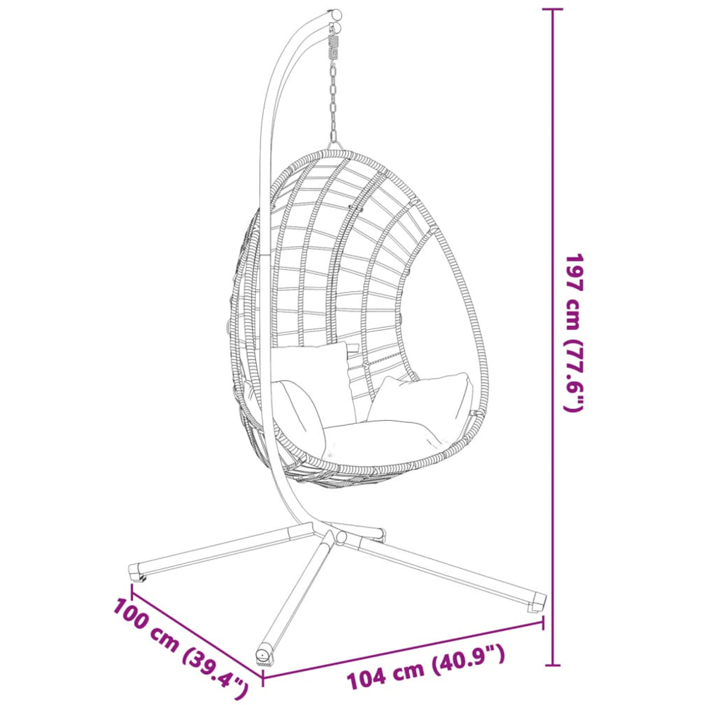 vidaXL Black C-Shaped Hanging Egg Chair Stand Image 5