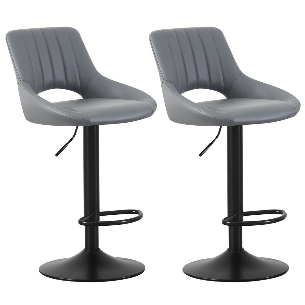 Stacey Grey Height Adjustable Kitchen Bar Stool with Footrest Set of 2 Image 2