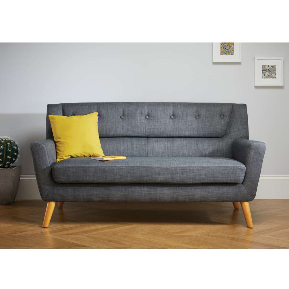 Lambeth 3 Seater Grey Fabric Sofa Image 7