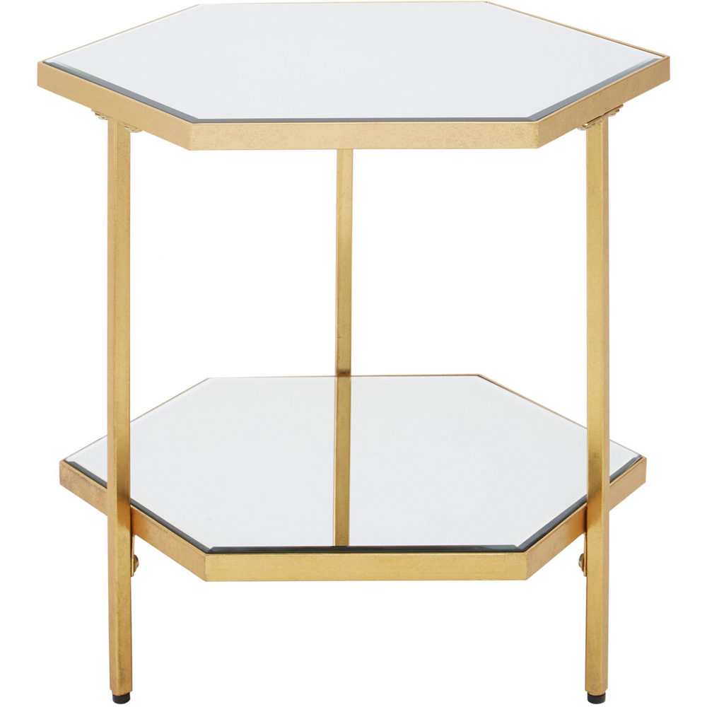 Premier Housewares 2-Tier Gold Finish Glass Top Side Table Image 2