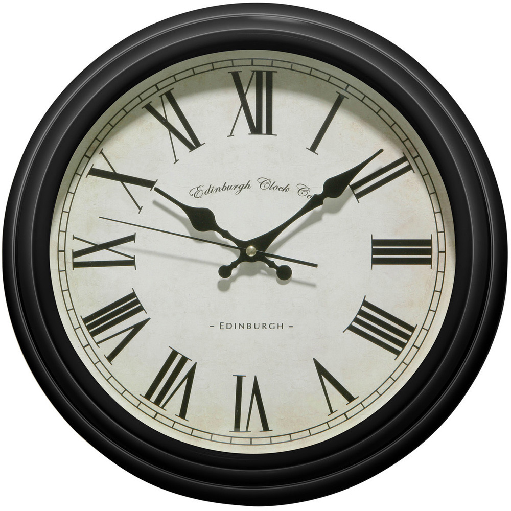 Premier Housewares Black Lined Rim Wall Clock Image 1