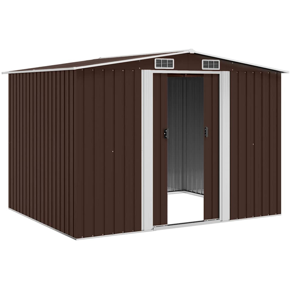 vidaXL 8.4 x 6.7ft Brown Galvanised Steel Apex Garden Shed Image 3