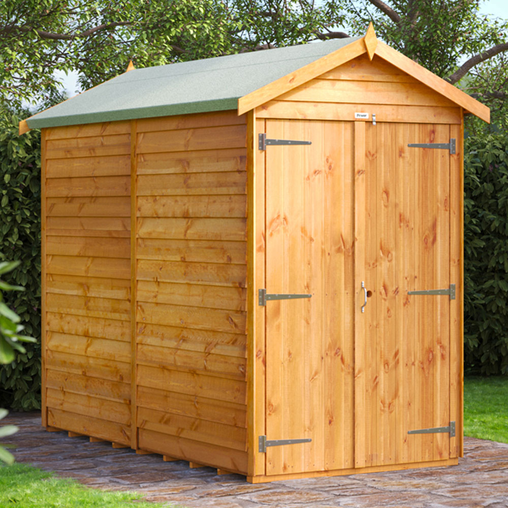 Power Sheds 8 x 4ft Double Door Overlap Apex Wooden Shed Image 2