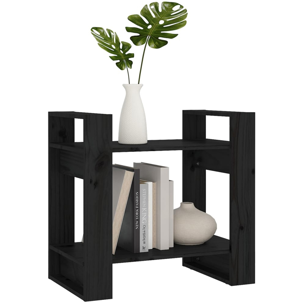 vidaXL 2 Shelf Black Solid Pine Wood Bookcase Image 5
