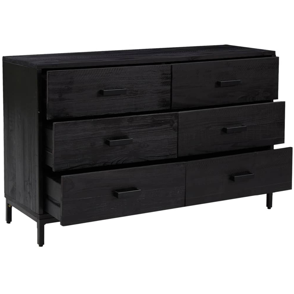 vidaXL 6 Drawer Black Wooden Sideboard Image 4