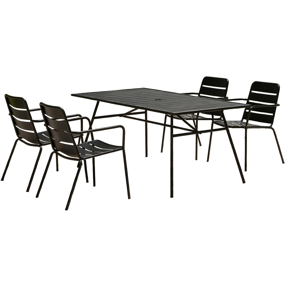 Alberta Dining Table and Chair Set Black Image 2