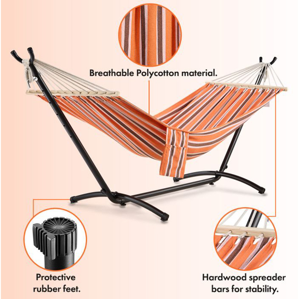 VonHaus Orange Hammock with Metal Frame Image 4