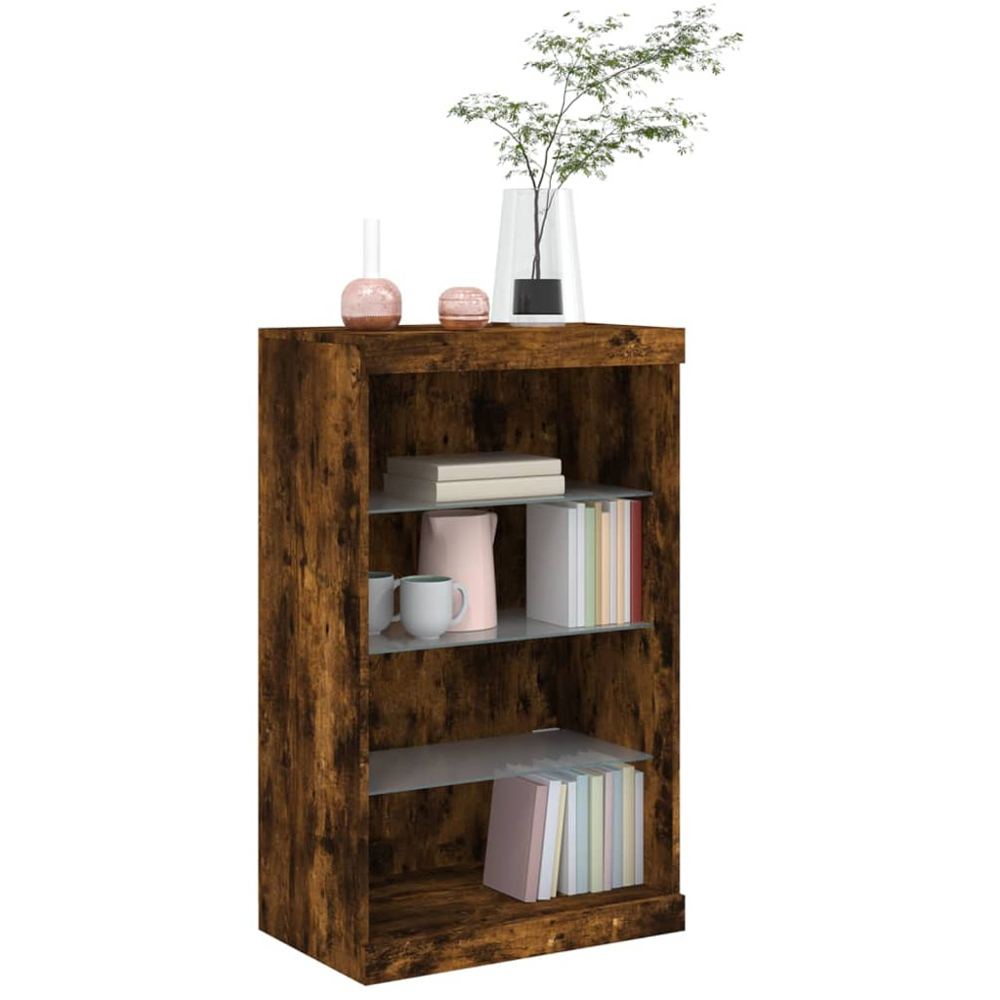 vidaXL 4 Shelf Smoked Oak LED Sideboard Image 5