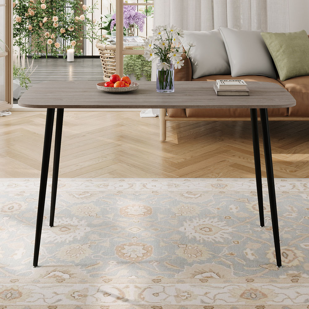 Living and Home 4 Seater Woodgrain Effect Dining Table Brown and Black Image 8