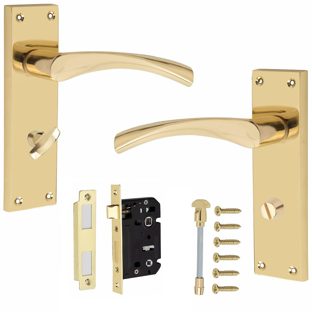 Golden Grace Gold Polished Brass Victorian Scroll Astrid Bathroom Handle 64mm 150 x 40mm Image 1