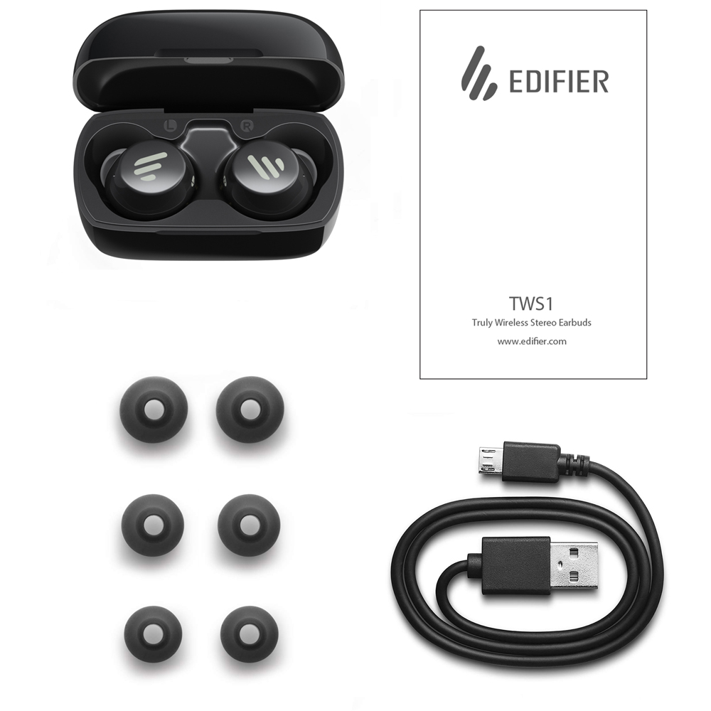 Edifier True Wireless TWS1 Black Bluetooth Earbuds Image 4