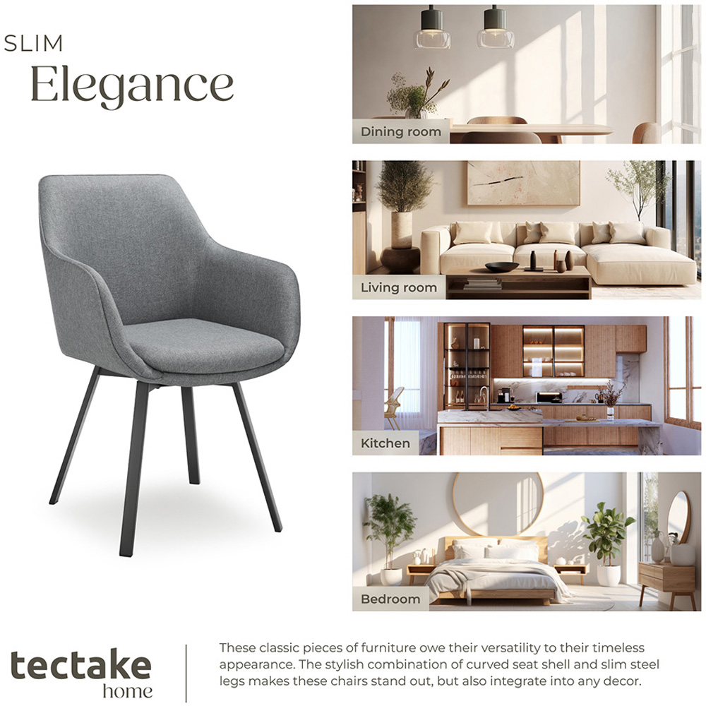 tectake Alicon Set of 6 Anthracite Dining Chair Image 7