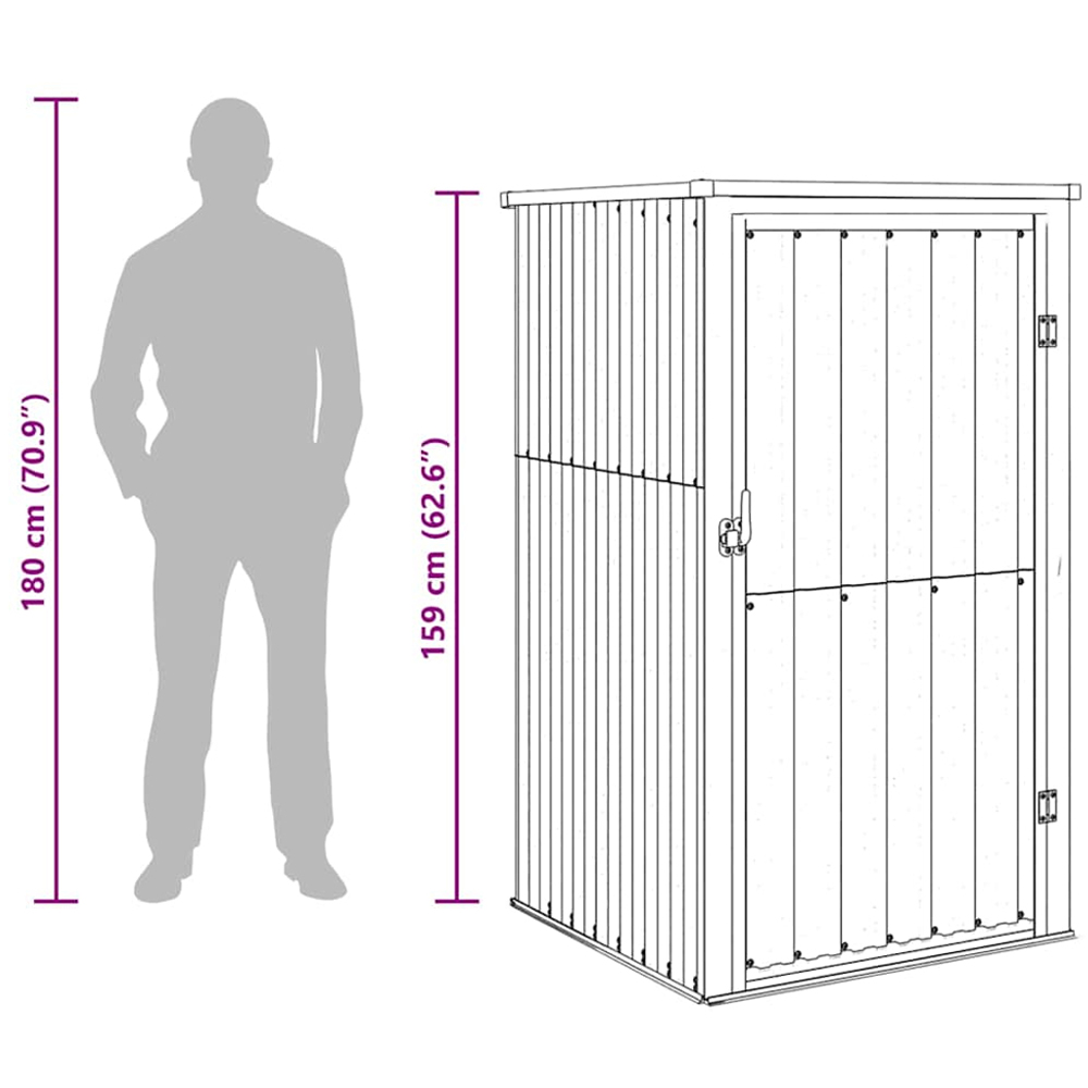 vidaXL 2.9 x 2.9ft Brown Galvanised Steel Pent Garden Tool Shed Image 5