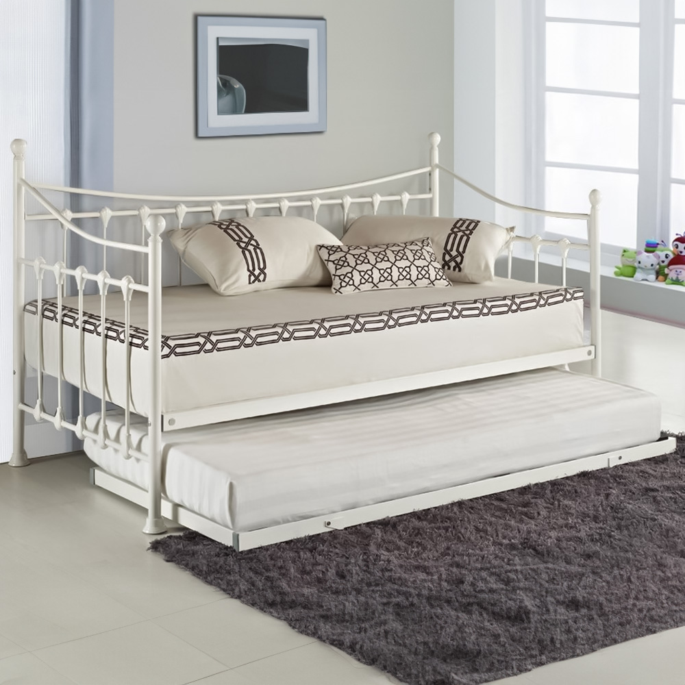Portland Single White Metal Day Bed with Trundle Image 1