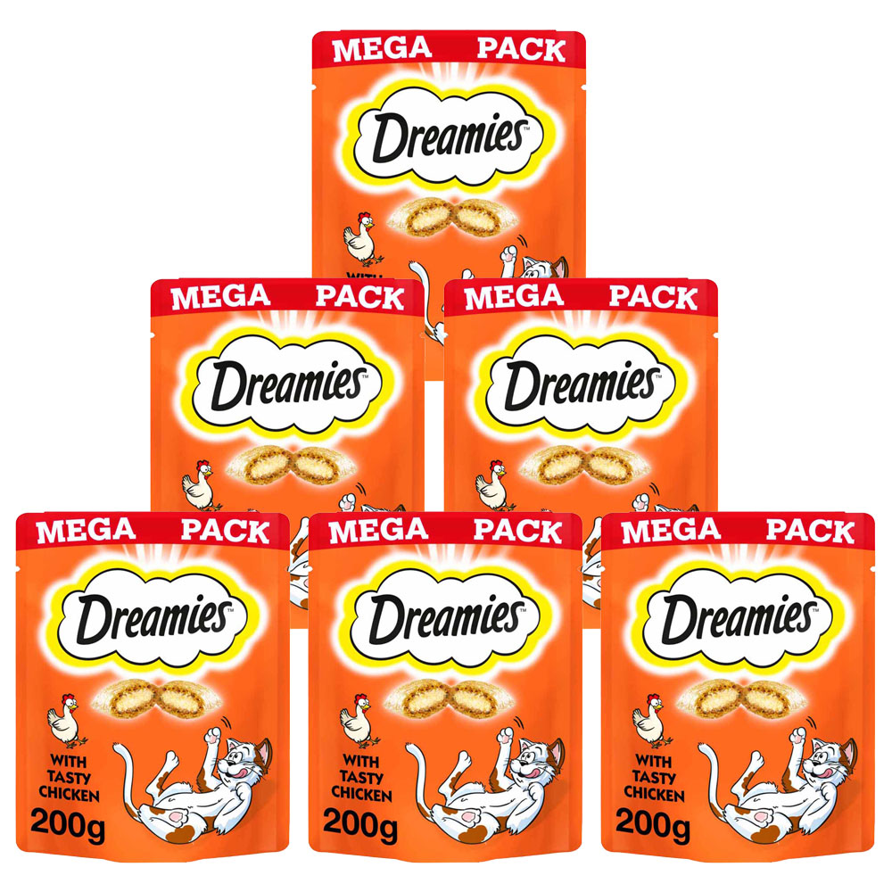Dreamies Tasty Chicken Cat Treats Mega Pack Case of 6 x 200g Image 1