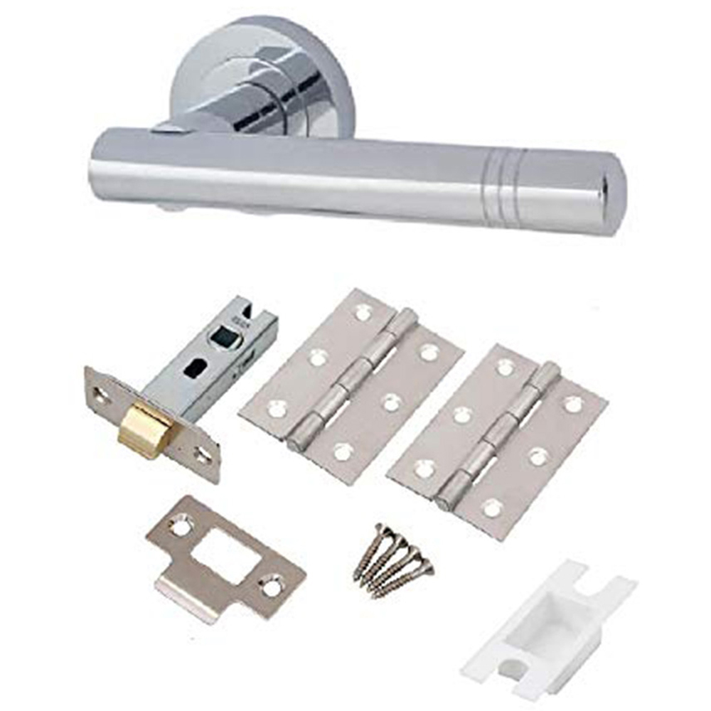 Golden Grace Polished Chrome T-Bar Cossiama Door Handle Set 5 Pack Image 2
