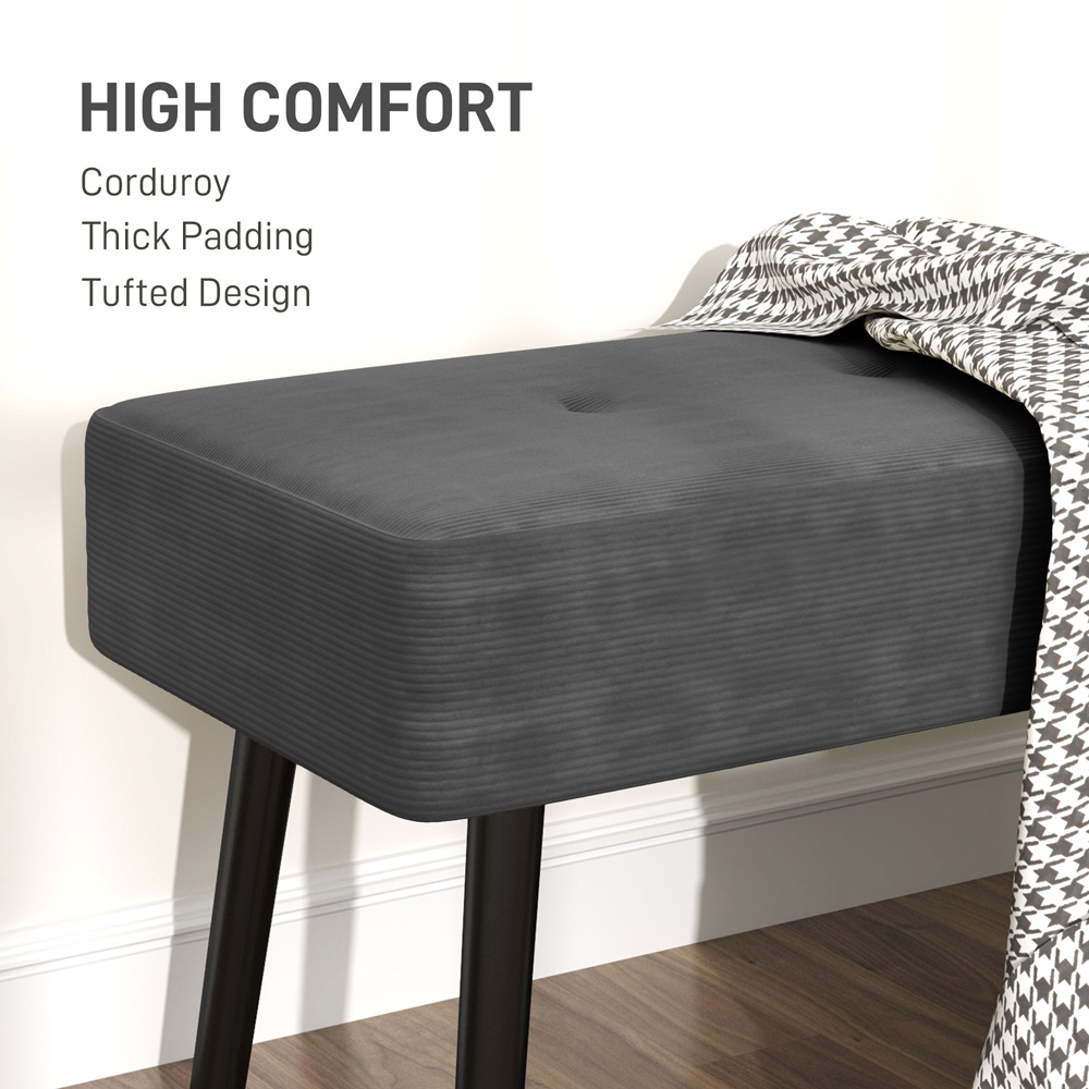 Portland Grey End of Bed Bench with Thick Padding Image 6