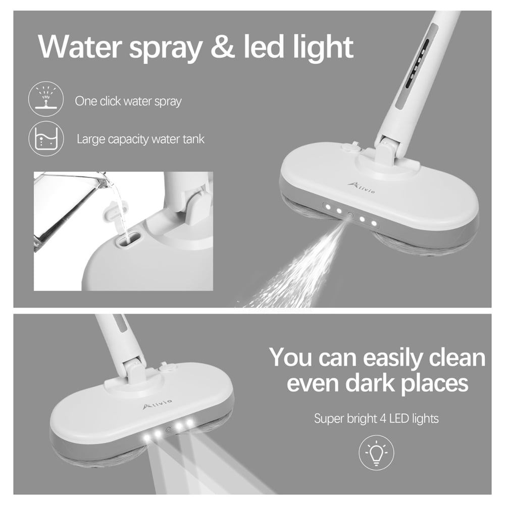 Alivio Grey LED Wireless Electric Mop with Powerful Spin Head 150 RPM Image 8