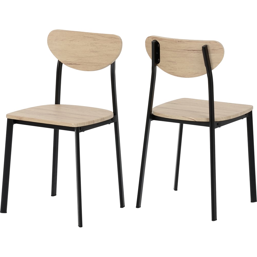 Seconique Riley Veneer 4 Seater Large Dining Set Light Oak and Black Image 3