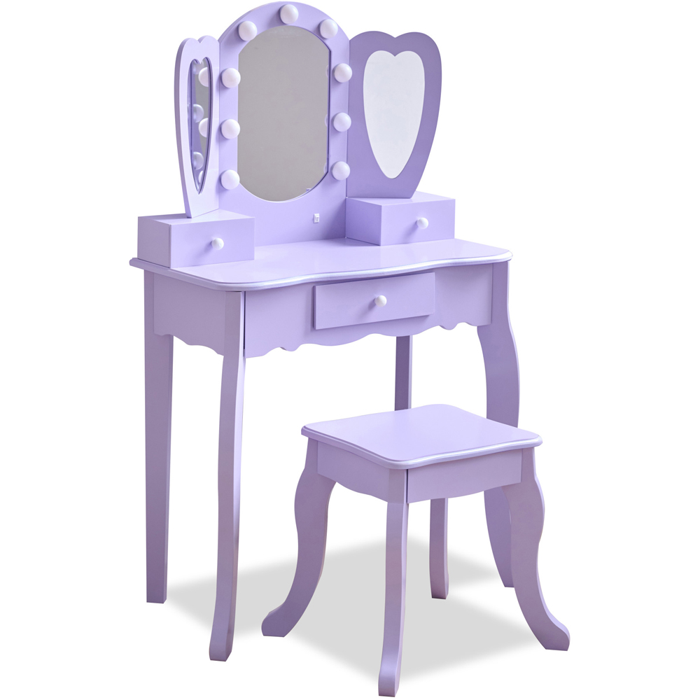 Teamson Kids Heart Glow Light Purple Play Vanity Set Image 3