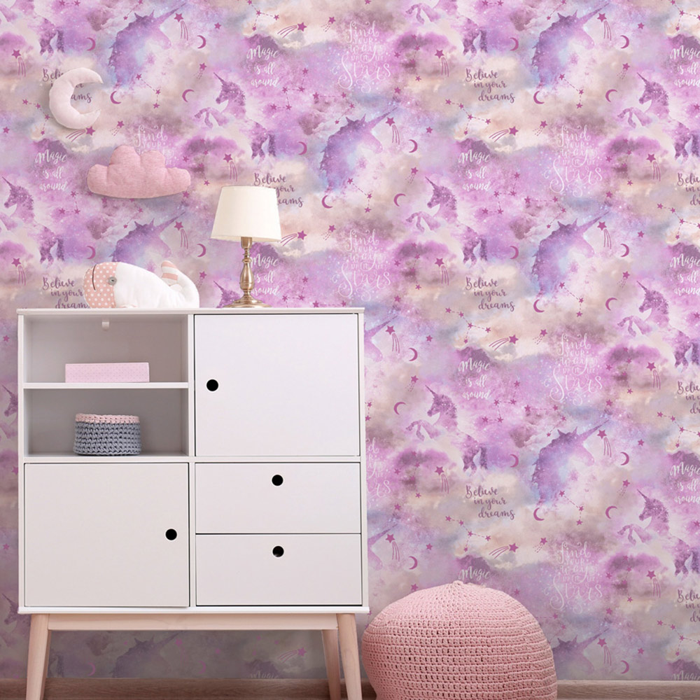Arthouse Galaxy Unicorn Blush Pink Wallpaper Image 5