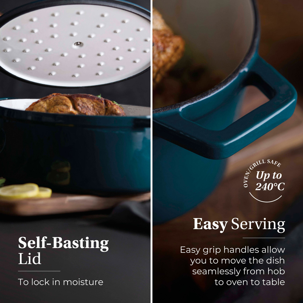 Barbary & Oak Nattura 29cm Agave Cast Iron Oval Casserole Dish with Lid Image 5
