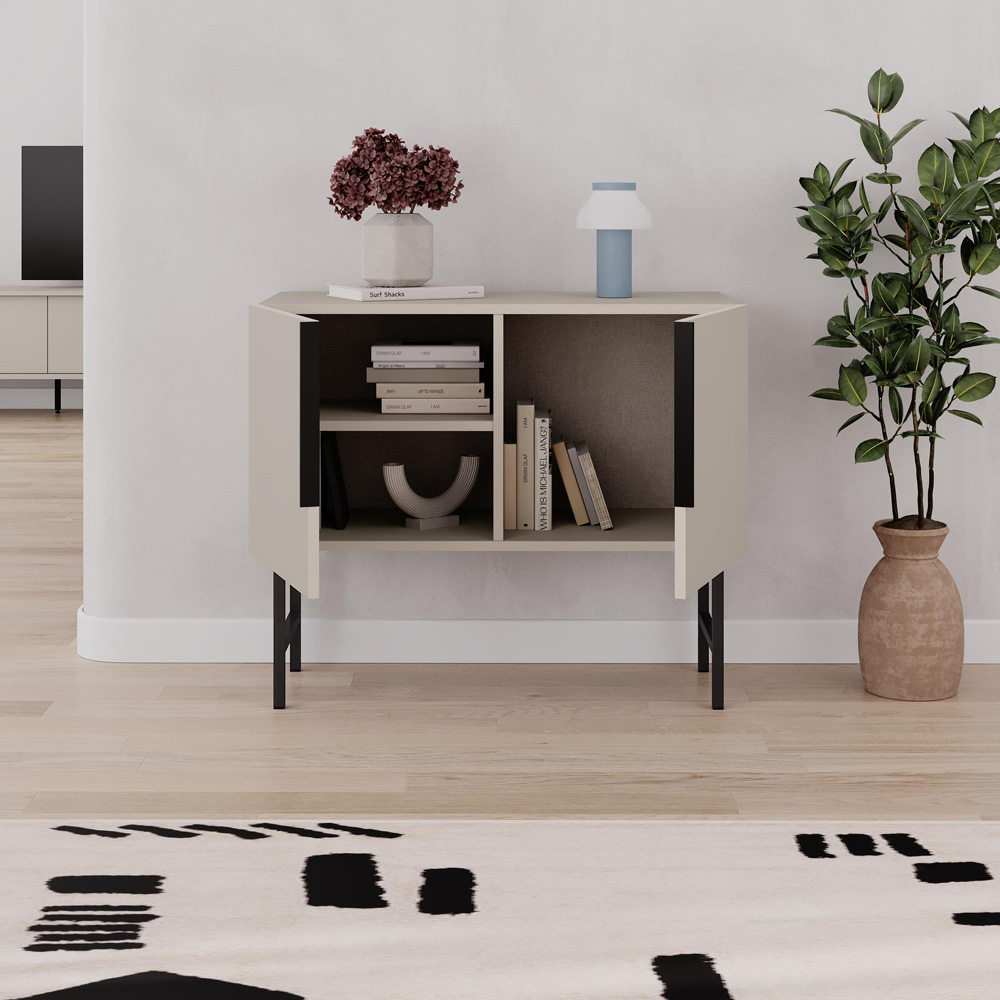 Decortie Tona 2 Door Sandstone Console Table Image 4