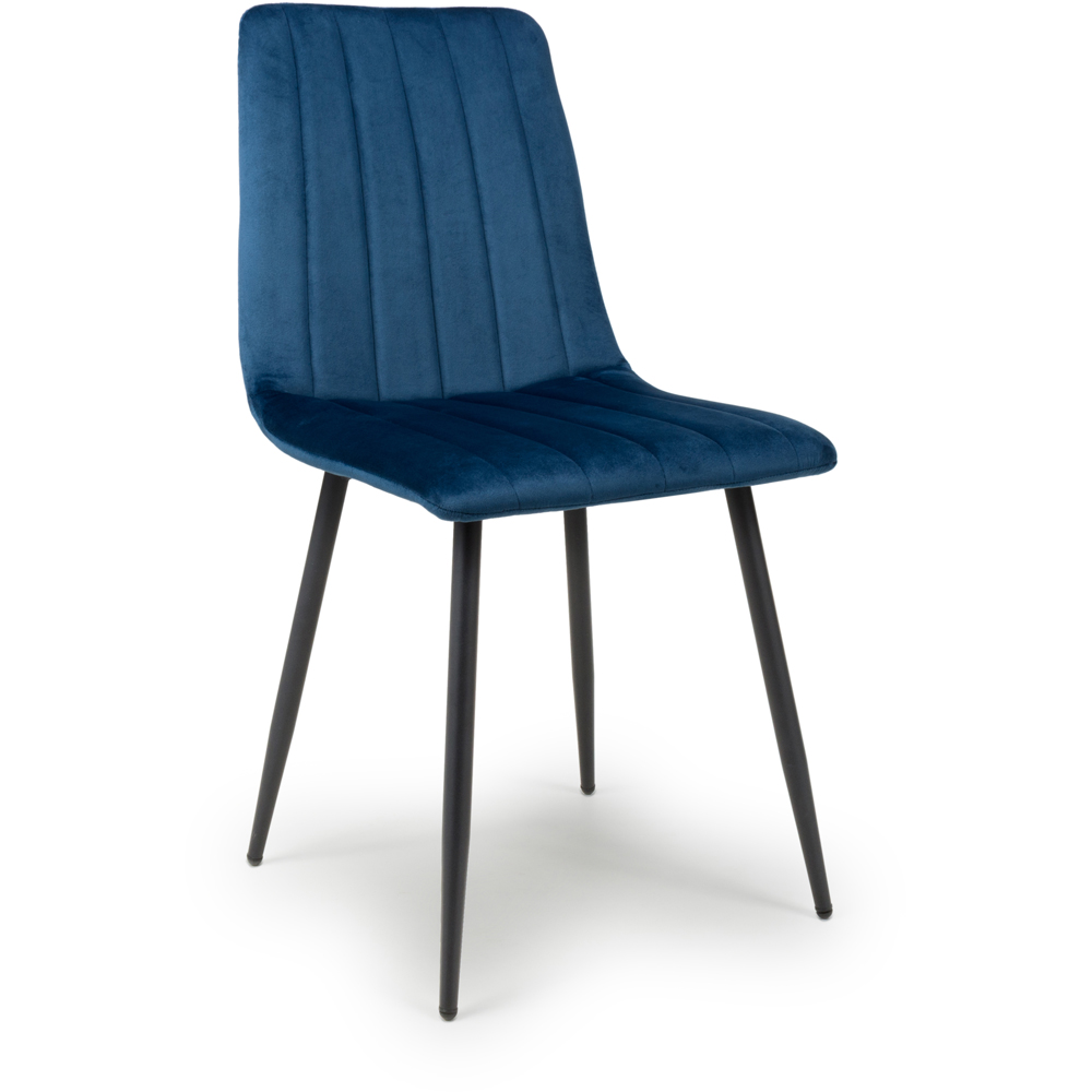 Lisbon Set of 4 Blue Brushed Velvet Dining Chair Image 2