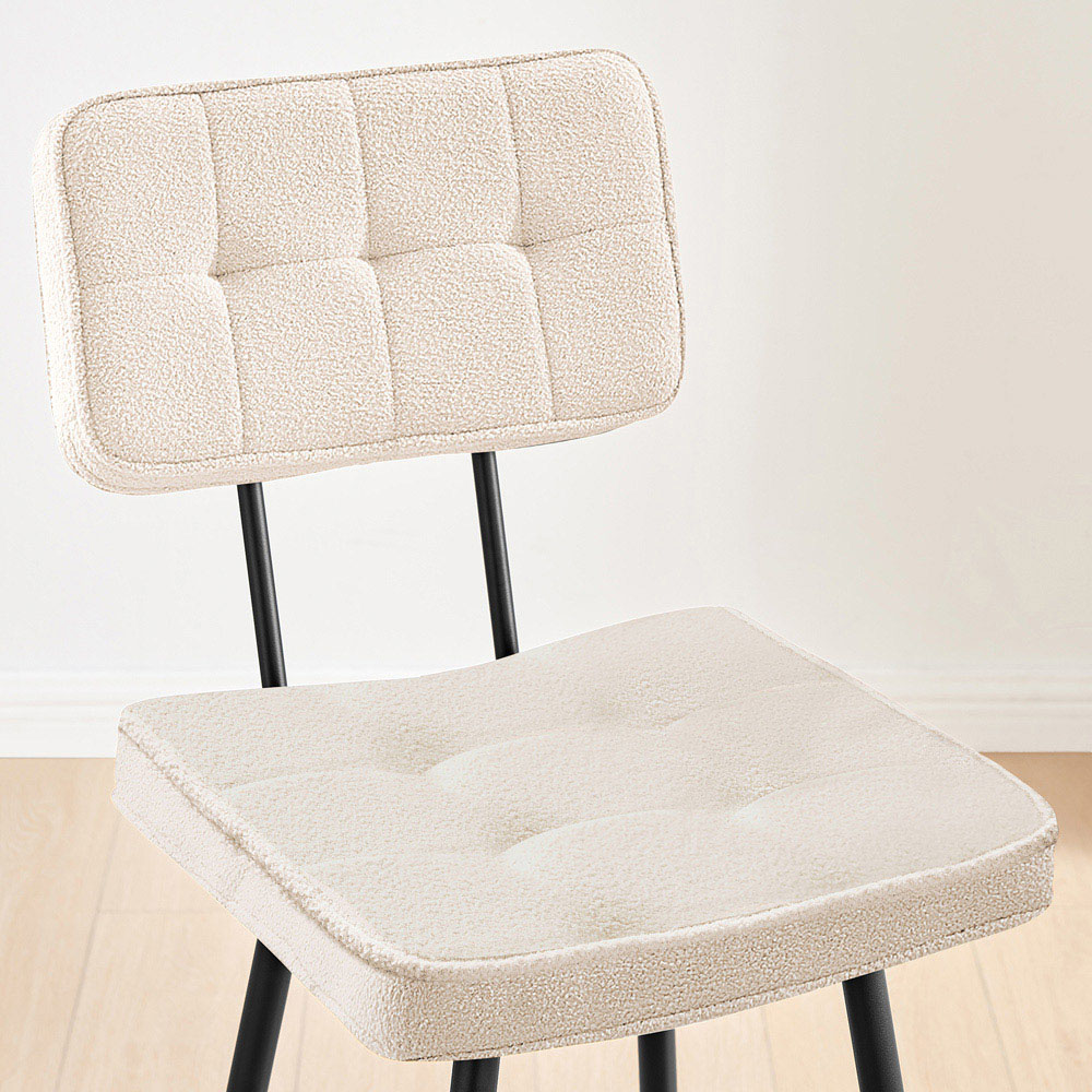 Furniturebox Boston Cream and Black Boucle Fabric Bar Stool Set of 2 Image 2