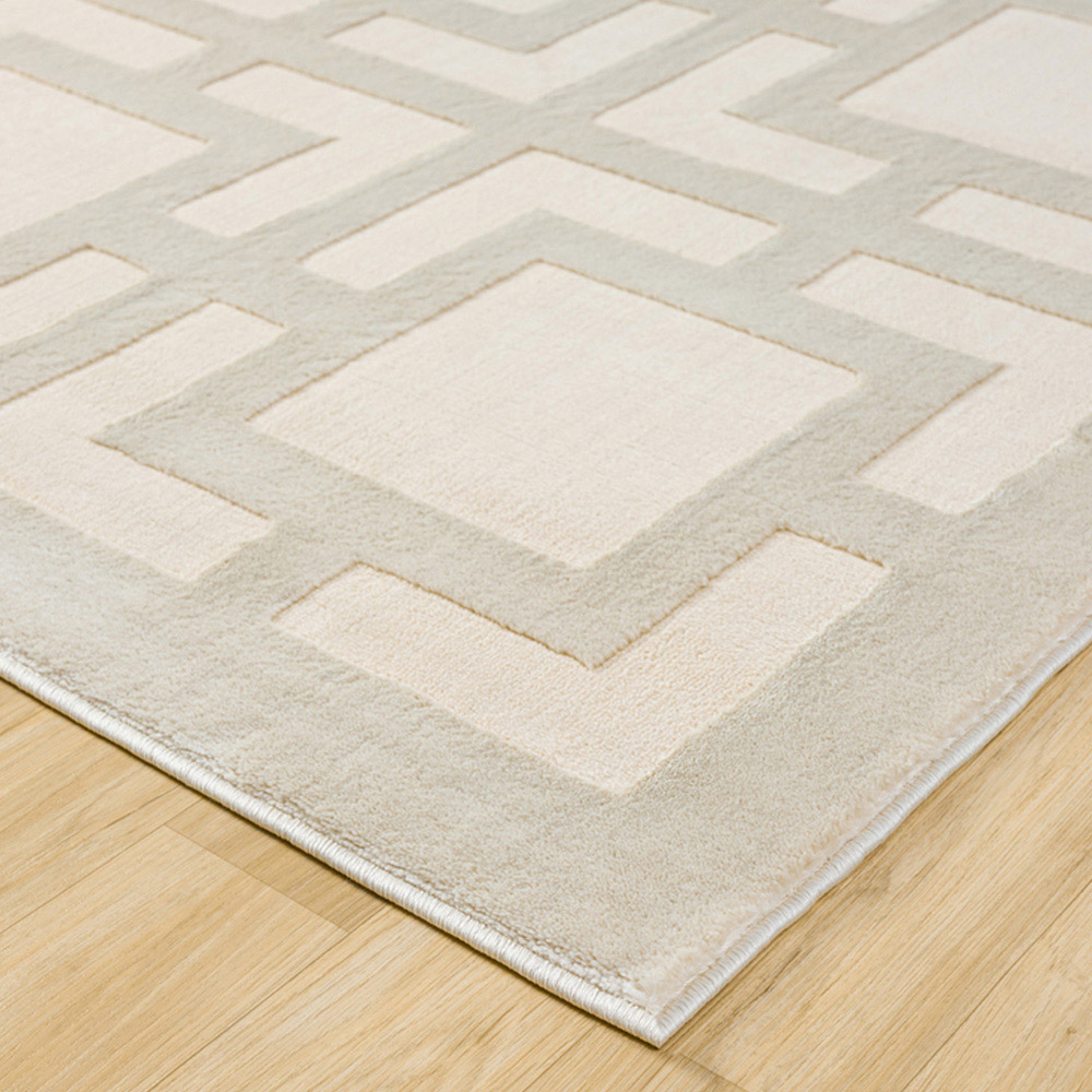 Desire Rugs Vellure Cream Metallic Sheen Maze Design Rug 60 x 220cm Image 3
