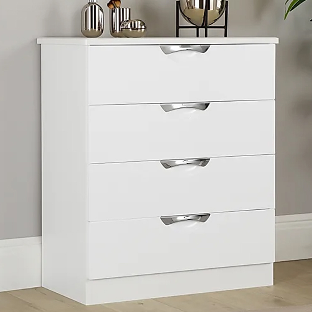 Crowndale Camden 4 Drawer White Gloss Chest of Drawers Image 1