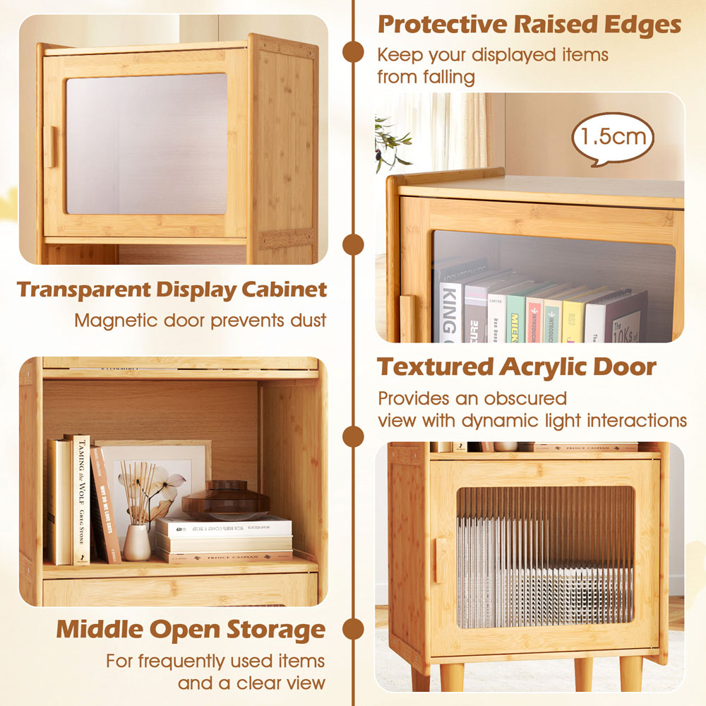 Costway 2 Door 3 Shelf Natural Cube Storage Unit Image 7