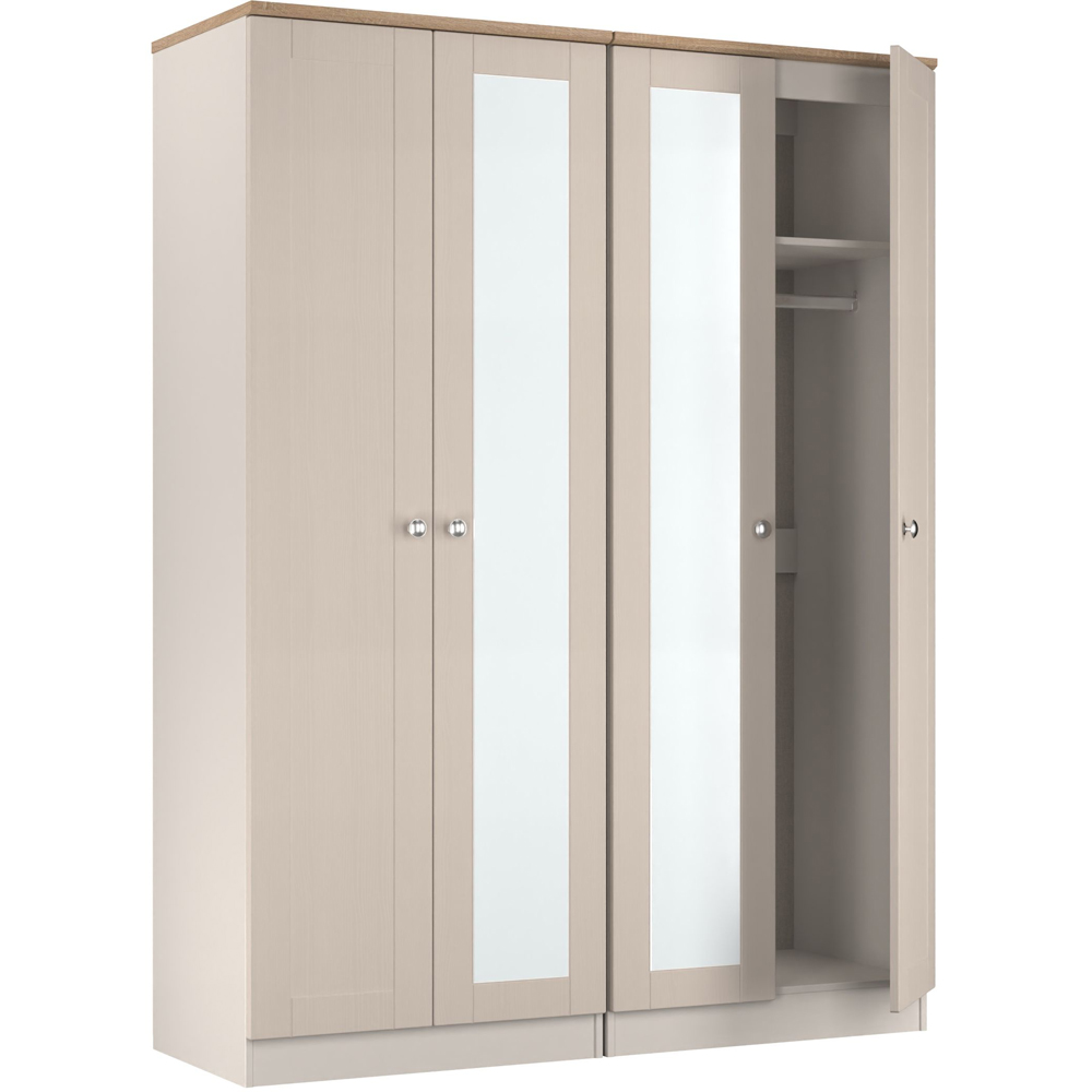 Crowndale Sussex 4 Door Kashmir Ash and Bardolino Oak Tall Mirror Wardrobe Ready Assembled Image 5