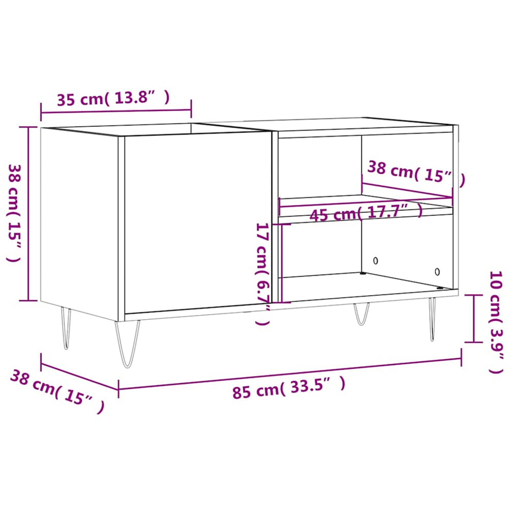 vidaXL 2 Shelf White Record Cabinet Image 9