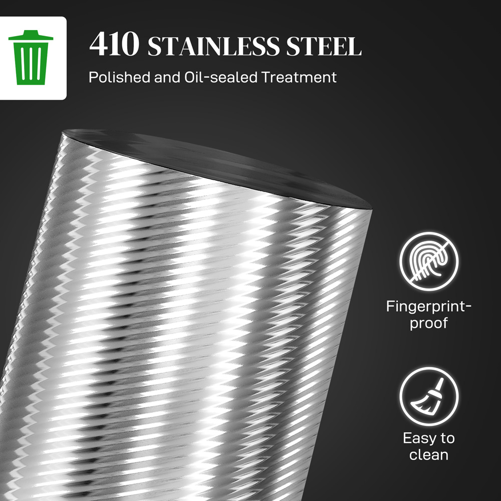 HOMCOM Silver Stainless Steel Soft Close Pedal Bin 20L Image 5