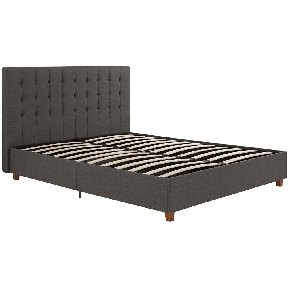 Dorel Emily King Size Upholstered Brown Linen Bed Image 5