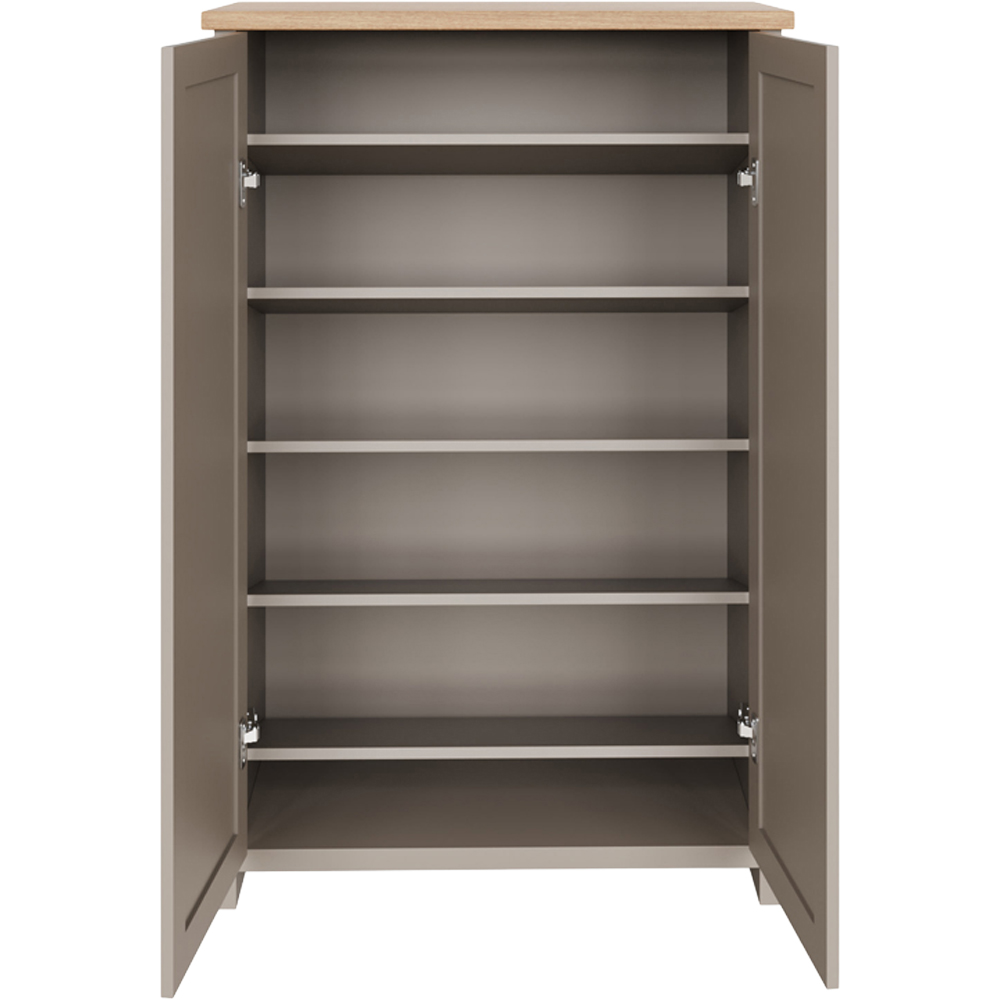 GFW Lancaster 2 Door Grey and Oak Tall Shoe Cabinet Image 5