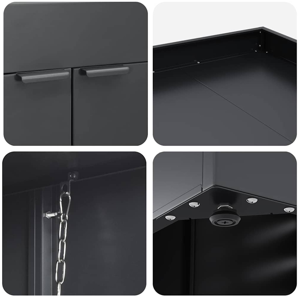 vidaXL Anthracite 3 Wheelie Bin Storage Shed with Planter Roof Image 8